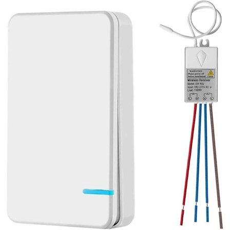 Mini Wireless Switch with Mini Receiver - Wireless Light Switch - Outdoor - 400m - 40m - 433MHz RF Remote Control - IP54 LED Lamp - Steam Protection