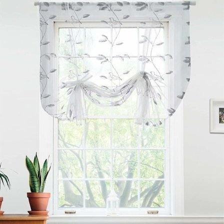 Romersk Brise-Bise Gardin Sheer Stof Broderi Kort Gardin