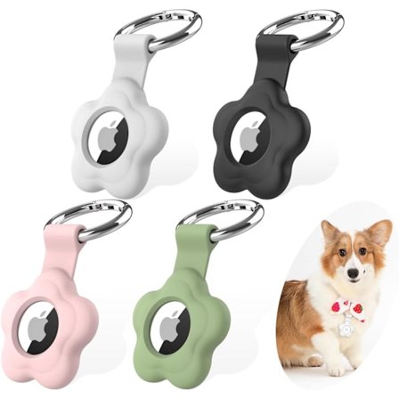 4-pakkaus AirTag-pidike avaimenperällä, silikoninen Airtag-kotelo, Airtag-pidikkeen seurantasuojus, kadonneiden suojaus Airtag GPS-kotelo (valkoinen 