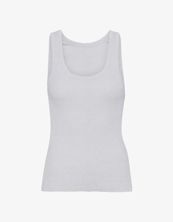 Women Organic Rib Tank Top - Heather Grey - L