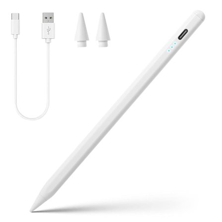 Stylus Penna för iPad, Aktiv Penna med Snabbladdning USB-C Laddning Magnetisk Penna Kompatibel med iPad Pro Air Mini Modeller 2018-2024, 