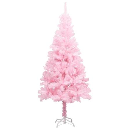 Vidaxl Plastgran Med Led Och Julgranskulor Rosa 120 Cm Pvc Rosa
