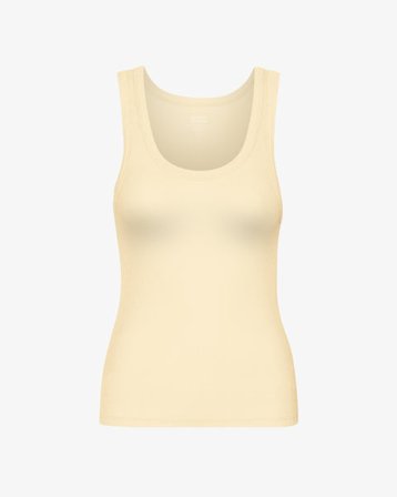 Women Organic Rib Tank Top - Soft Yellow