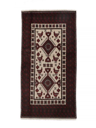 Orientalischer Belutsch Teppich 93X180 Schwarz/Orange Wolle, Persien/Iran