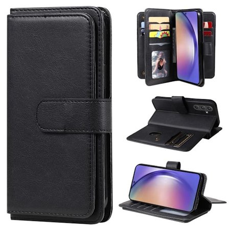 SKALO Samsung A55 5G 10-lokeroa Lompakkokotelo - Musta