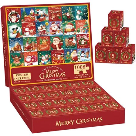 2024 Jigsaw-adventskalender, 24 bokser 1008 brikker 2024 Jigsaw-adventskalender, 24 dagers adventsnedtelling for voksne barn