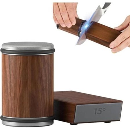 Veitsenteroitin rullilla, teollinen timantti 15 ja 20 asteen kulmilla veitsien teroitukseen, veitsenteroitusjärjestelmä rullilla