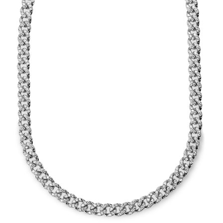 Nicos | 8 mm hopeanvärinen panssariketju zirkoniakivillä for Men