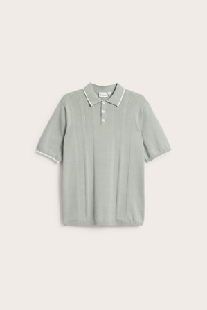 Kappahl | Stickad kortärmad tröja med krage Grön XL | Grön