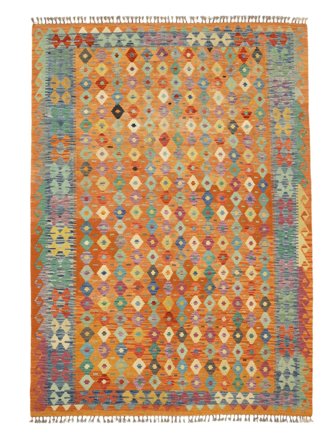 Tessuto A Mano Kilim Afghan Old Style Tappeto 209X294 Di Lana