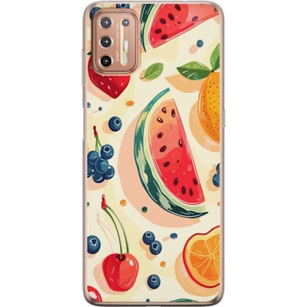 Yhteensopiva Puhelinkuori Motorola Moto G9 Plus Leikkisä hedelmäkuvaus vesimelonia, sitrushedelmiä, mansikoita, kirsikoita ja marjoja