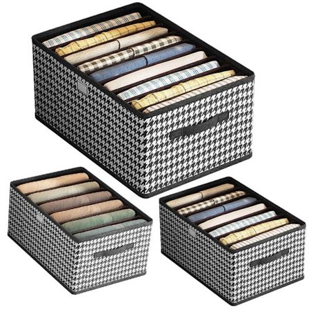 3-delad förvaringslåda garderob kläder arrangör lådarrangör, tvättbar, förvaringslådor (6/7/9 rutnät utan lock)