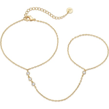 14K Gullbelagt Ferskvannsperle Gull Håndkjede Armbånd for Kvinner - Trendy Ring Armbånd Håndkjede Kroppssmykker