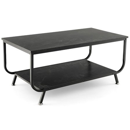 Soffbord i marmor Rektangulärt soffbord med 2 nivåer 105 x 55 x 46,5 cm Svart