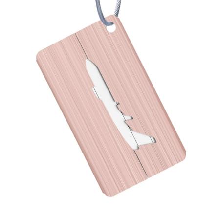 Aluminiums bagagemærke med flymønster - rosa guld Rose gold