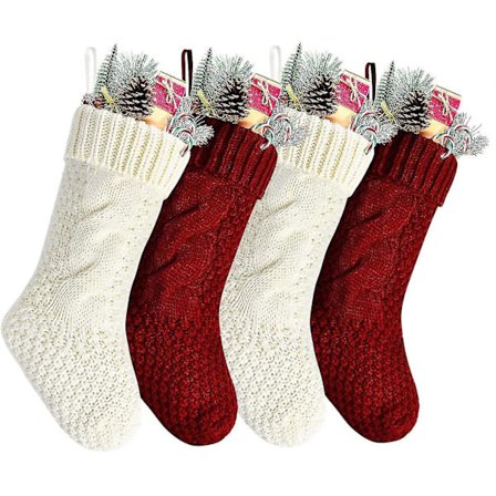 Jule-Strømper Elfenbenhvit Strikket Personlig Varme