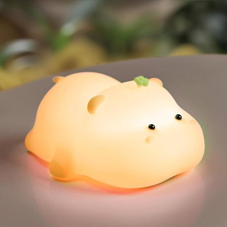 Rosa flodhäst nattlampa, LED Squishy söt lampa, nattlampa för barn, silikon flodhäst lampa, dimbar flickor sovrum nattlampa, uppladdningsbar touch-