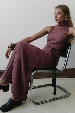 NA-KD Knitted Pleated Midi Dress - Slip-kjoler - Lyserød - L