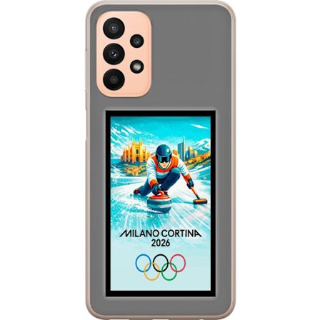 Yhteensopiva Puhelinkuori Samsung Galaxy A23 Jääkiekkoilukuva, jossa pelaajat liikkuvat jäällä, Milano Cortina 2026, Milanin maamerkit ja olympialaist