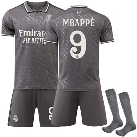 2024-2025 Real Madrid Udebanesæt Børn Voksen Fodboldtrøje Jersey Nr. 9 Mbappe Voksen S