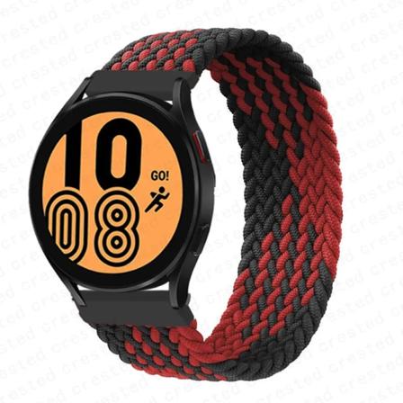 Flätad Solo Loop För Samsung Galaxy watch 4/5/6/44mm 40mm/klassisk rem 46 42mm/aktiv 2/Gear S3 armband 22mm 20mm Watch Band black red L