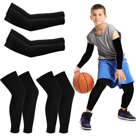 2025 Senaste Modell Barn Leg Compression Sleeves och Arm Sleeves, Ungdom Leg Compression Sleeves, Arm Wraps, med Halkfria Silikonband, Stor