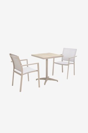 LifestyleGarden - Urbanite kahvisetti w. neliönmuotoinen pöytä 64x64 cm ja 2 pinottavaa kaarituolia - Luonnonväri - Lounge-kalusteet - - Homeroom
