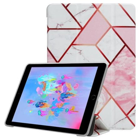 Täckhållare för Apple iPad AIR 2 2014 / AIR 2013 / PRO (9.7 Zoll) Fodral i Marmor Vit Ros Hölster Skyddscase Cover