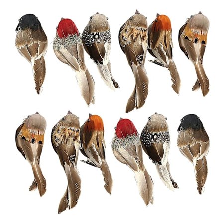12 st Fjäderfåglar Konstgjord Skum Mini Kärleksfåglar Utomhus Fågelmatare Lockar (FMY)