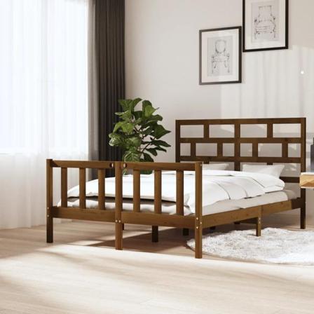 Vidaxl Sängram Honungsbrun Massiv Furu 150x200 Cm 5ft Brun