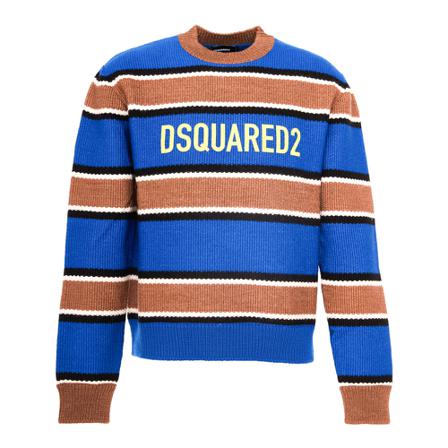 Dsquared2 Round-neck Knitwear , Blauw , Heren , Maat: M Truien & Vesten