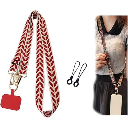 ING 1 stk. (1 snor) Crossbody telefonledning/mobiltelefonrem (rød)