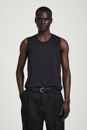 COS Men's Relaxed Knitted Silk Vest in Brown