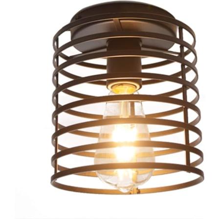 Industriell Vintage Semi Flush Taklampa Svart Bas E27 Form