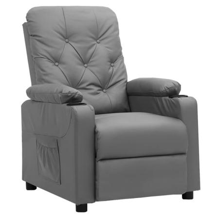 Vidaxl Reclinerfåtölj Med Uppresningshjälp Grå Konstläder Grå