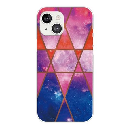 Marmormotiv iPhone 14 skal - Ros / Orange / Blå