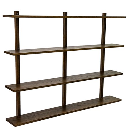 Core reol, 4 hylder - Røget eg - 136x20x104,4 - Opbevaring