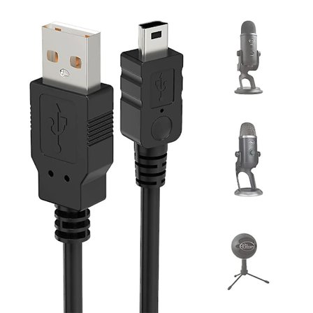 Mini USB Mic Kabel til Blue Yeti, 1m Yeti Mikrofon USB Kabel USB A Han til Mini 5-polet Dataoverførselskabelledning til Blue Yeti USB Mikrofon, Blå Sn