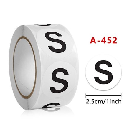 500 st/rulle Storlek Etikettdekal Självhäftande storleksetiketter S S