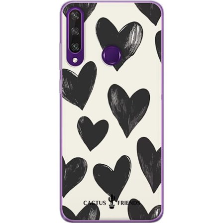 Yhteensopiva Puhelinkuori Huawei Huawei Y6p Cactus and Friends - Bold Black Love Pattern