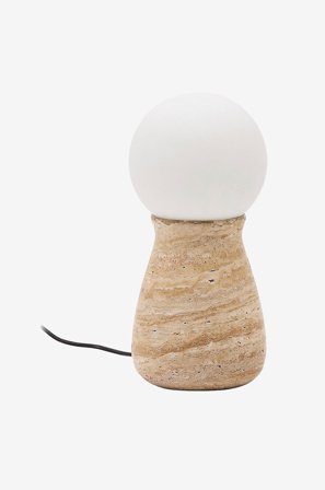 Kave Home - Okeni bordslampa tillverkad av travertin och glas - Beige - Bordslampor - Från Homeroom
