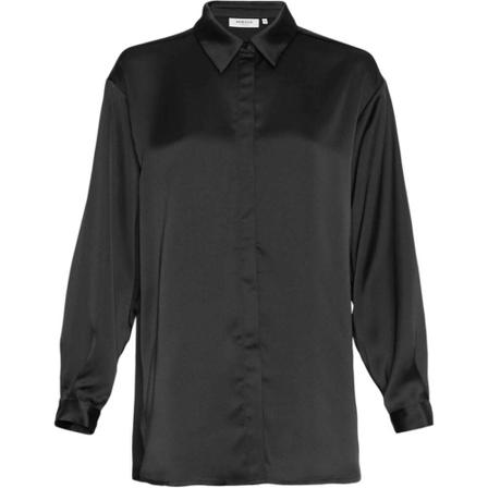 Moss Copenhagen Jeanita shirt black satin , Zwart , Dames , Maat: L
