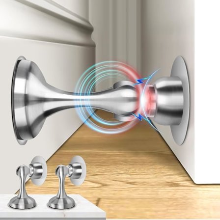 Magnetiske Dørstoppere 2 Pak, Rustfrit Stål Dørstoppere til Vægge og Gulvmontering, Dørholder Holder Døren Åben,