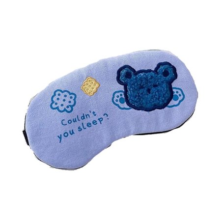 Søt blå brodert dyre sovemaske plysj øyemaske reise sovemaske supermyk morsom øyemaske for barn jenter og voksne