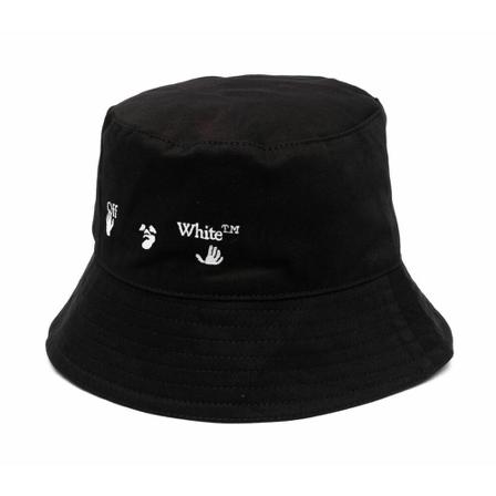 Off White Logo Print Bucket Hoed , Zwart , Heren , Maat: ONE Size Hoeden