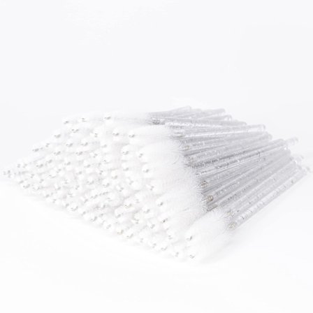 Engangs krystal mascara børster, øjenbryn / øjenvippe børster til øjenvippeforlængelser, vippe makeup værktøj 100 stk. (Hvid) Krystal - Hvid