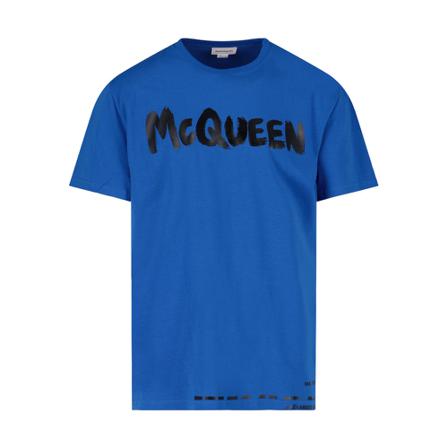 Alexander McQueen, T-Shirts Blauw, Heren, Maat:M