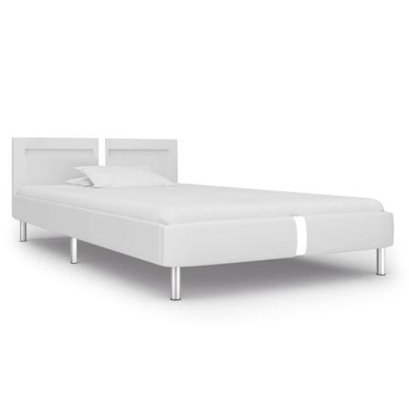 Vidaxl Sängram Med Led Vit Konstläder 90x200 Cm Vit