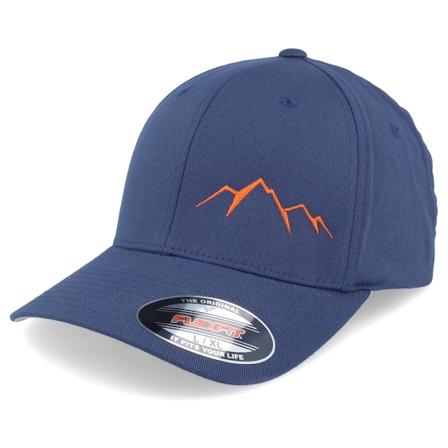Wild Spirit - Blå flexfit Caps - Small Mountain Orange/Navy Flexfit @ Hatstore