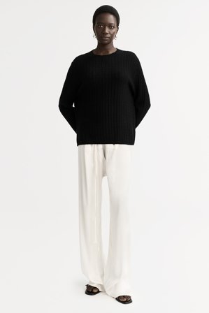 Soft Goat - Oversize Cable Knit - Women cashmere sweater - XL - Black